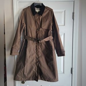 Barbour Brown Trench Coat with Black Collar